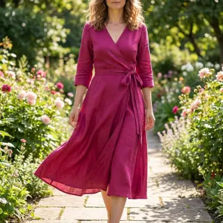 Viszkóz lenvászonnal WASHED berry