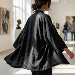 Viszkóz lenvászonnal WASHED black