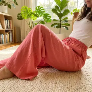 Viszkóz lenvászonnal WASHED coral