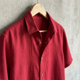Viszkóz lenvászonnal WASHED dark red
