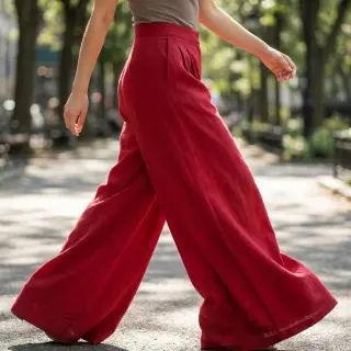 Viszkóz lenvászonnal WASHED dark red
