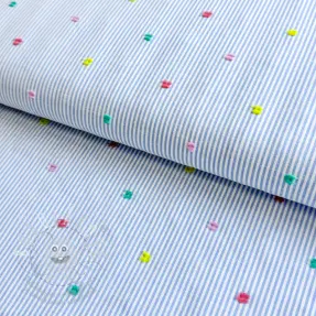 Pamutvászon DOBBY Stripe and dotty blue