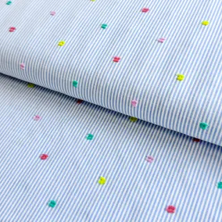 Pamutvászon DOBBY Stripe and dotty blue