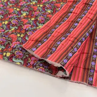 Pamutvászon VOILE STEPPED Paisley flowers brown digital print