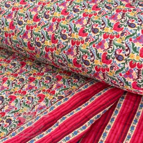 Pamutvászon VOILE STEPPED Paisley flowers white digital print