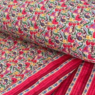 Pamutvászon VOILE STEPPED Paisley flowers white digital print