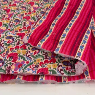 Pamutvászon VOILE STEPPED Paisley flowers white digital print