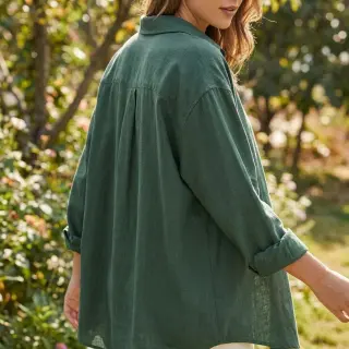 Viszkóz lenvászonnal WASHED dark green