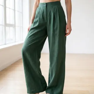 Viszkóz lenvászonnal WASHED dark green