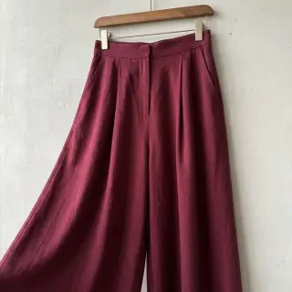 Viszkóz lenvászonnal WASHED wine red