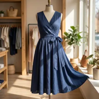 Viszkóz lenvászonnal WASHED marine