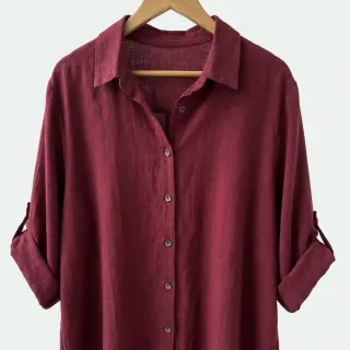 Viszkóz lenvászonnal WASHED wine red
