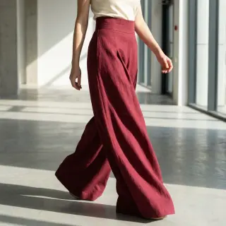 Viszkóz lenvászonnal WASHED wine red