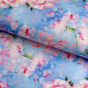 Pamutvászon SATIN STRETCH Peony roses
