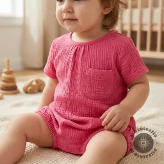 Pamutvászon SMOGGED EMBROIDERY pink