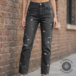 JEANS DENIM 6 OZ Big Holes black