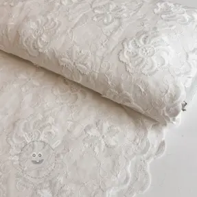 Pamutvászon EMBROIDERY Catchy Flowy white
