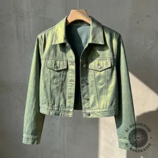 JEANS DENIM 8,5 OZ STRETCH WASHED metallic green