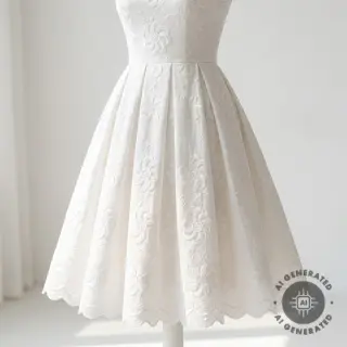 Pamutvászon EMBROIDERY Catchy Flowy white