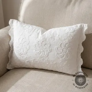 Pamutvászon EMBROIDERY Catchy Flowy white
