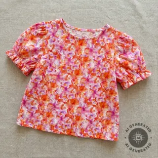 Pamutvászon EMBROIDERY Viola peach digital print