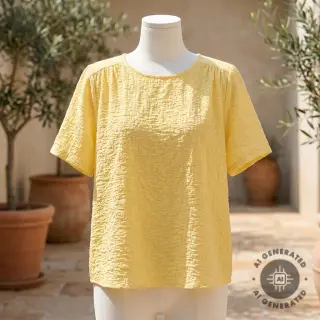 Pamutvászon SMOGGED EMBROIDERY yellow