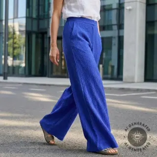 Pamutvászon SMOGGED EMBROIDERY cobalt