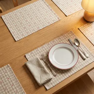 Dekorációs anyag jacquard Ollon ficelle rouge