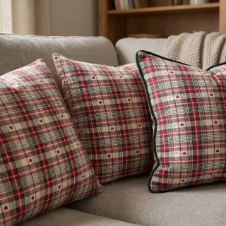 Dekorációs anyag jacquard Villars ecru rouge