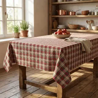 Dekorációs anyag jacquard Villars ecru rouge