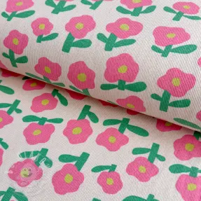 Jersey RIB JENNIFER BOURON Flowers natural pink ORGANIC