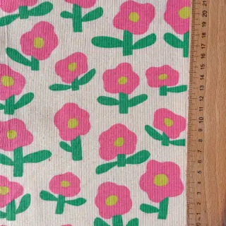 Jersey RIB JENNIFER BOURON Flowers natural pink ORGANIC
