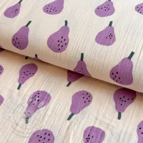 Dupla géz/muszlin Pears lavender by JENNIFER BOURON ORGANIC