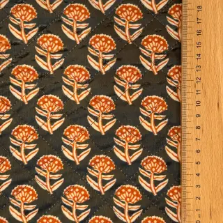 Elasztikus bársony anyag VELVET QUILT Flowers leaves dark brown