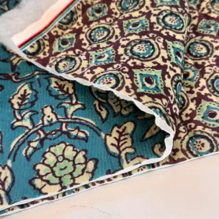Elasztikus bársony anyag VELVET QUILT Flowers abstract petrol