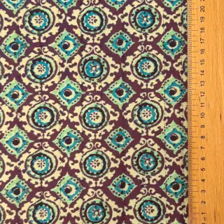 Elasztikus bársony anyag VELVET QUILT Flowers abstract petrol