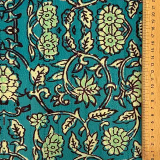 Elasztikus bársony anyag VELVET QUILT Flowers abstract petrol