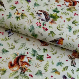 Dekorációs anyag premium Animal forest dream beige digital print