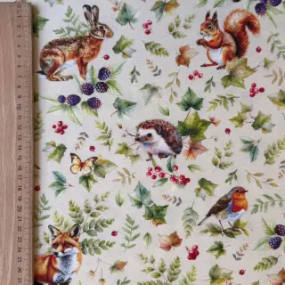 Dekorációs anyag premium Animal forest dream beige digital print