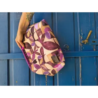 Dekorációs anyag SLUB Abstract flowie aubergine digital print