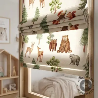 Dekorációs anyag Linenlook Wildwood animal scene digital print