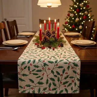 Dekorációs anyag Linenlook Holly branch Xmas