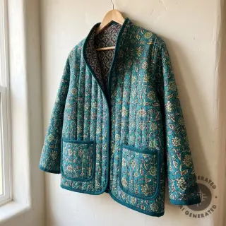 Elasztikus bársony anyag VELVET QUILT Flowers abstract petrol