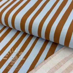 Szabadidő anyag Stripes by JENNIFER BOURON blue brown ORGANIC