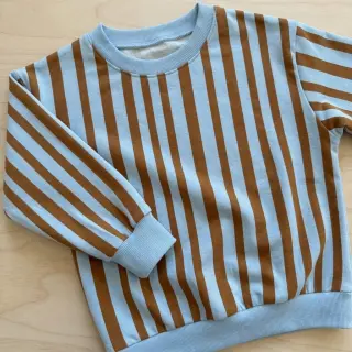 Szabadidő anyag Stripes by JENNIFER BOURON blue brown ORGANIC