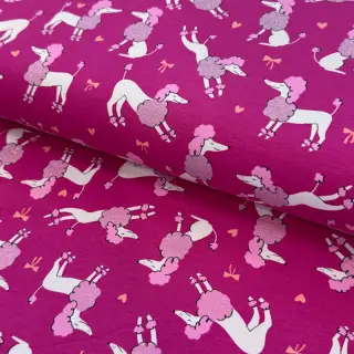Jersey Glitter poodles fuchsia