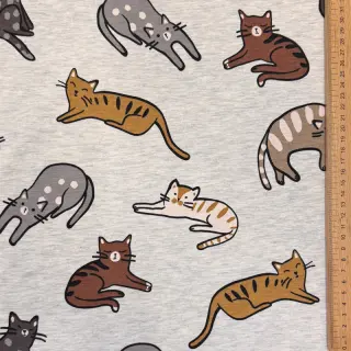 Jersey Lazy cats ecru melange