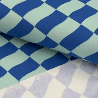 Szabadidő anyag fésült SOFT Checks mint blue