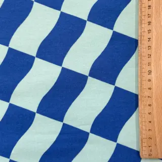 Szabadidő anyag fésült SOFT Checks mint blue