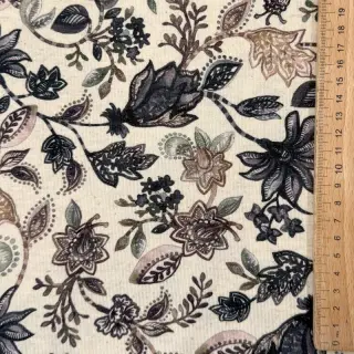 Jersey lenvászonnal Flowers navy digital print